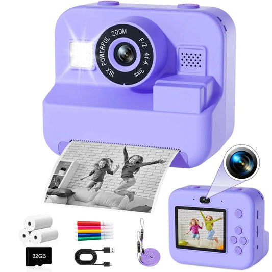 Kids Thermal Instant Print Camera – 1080P with 32GB Card