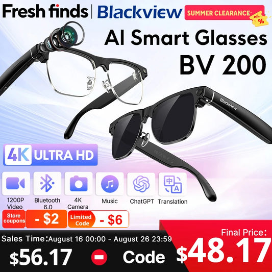 Blackview BV200 Smart Glasses | 8MP 4K Camera & AI Translation