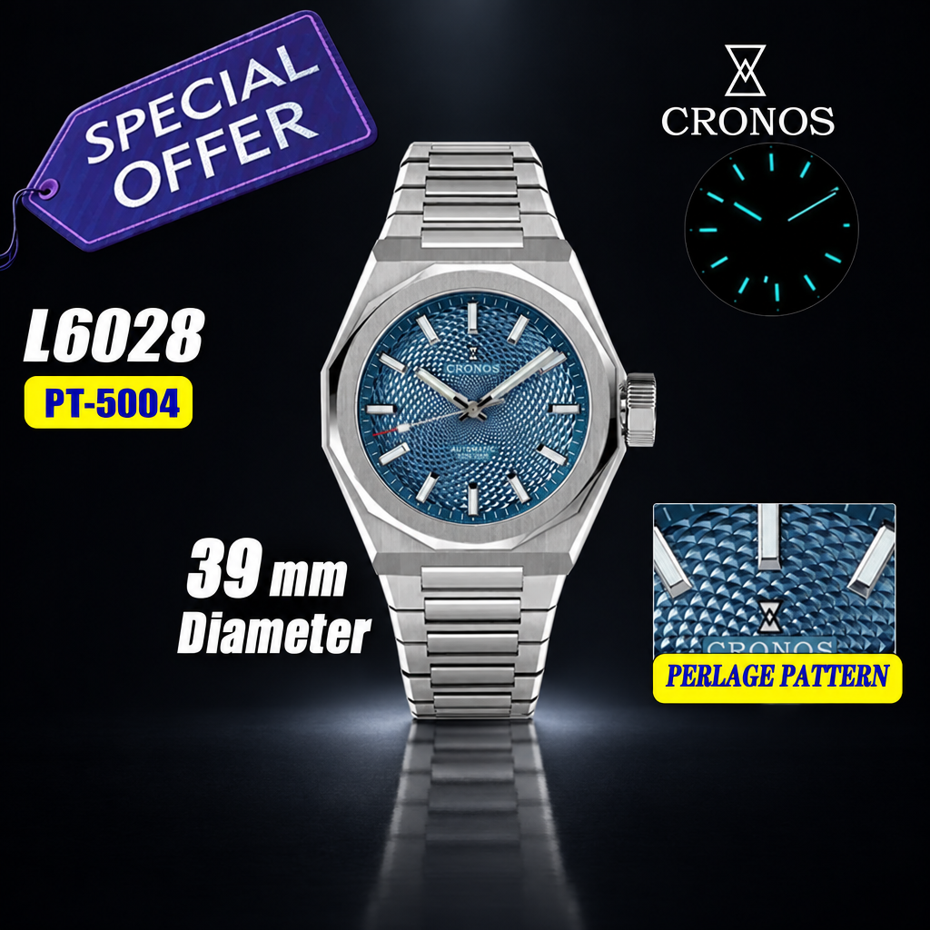 Cronos L6028 Automatic Watch – 39mm, Perlage / Rhombus / Skeleton Dial, Sapphire, 100m