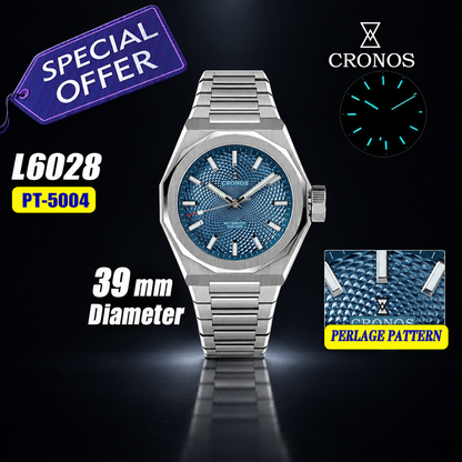 Cronos L6028 Automatic Watch – 39mm, Perlage / Rhombus / Skeleton Dial, Sapphire, 100m