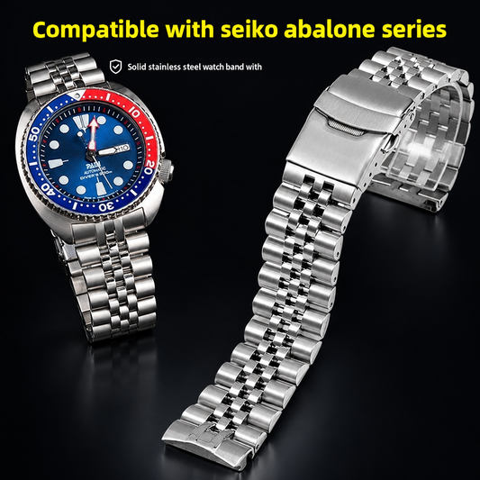22mm Solid Stainless Steel Curved End Watch Bracelet – Compatible with Seiko Turtle SRP777, SRPA21, SRPE99