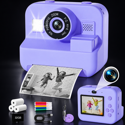 Kids Thermal Instant Print Camera – 1080P with 32GB Card
