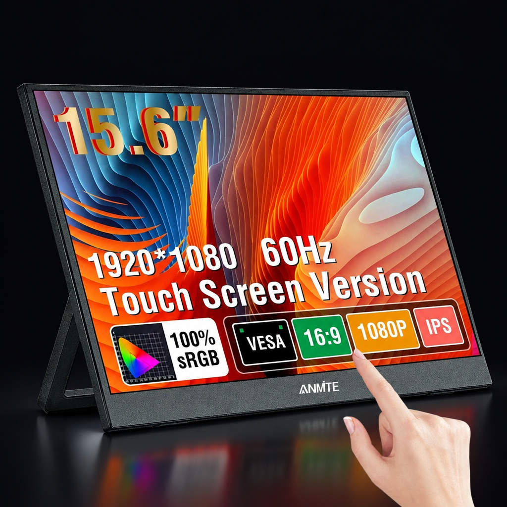 Anmite 15.6" Portable Touch Monitor – 1080P HDR, USB-C