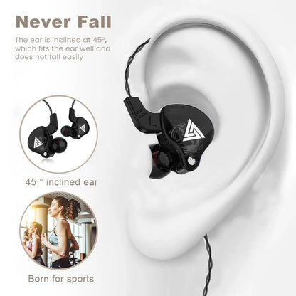 QKZ AK6 Wired Gaming Earbuds – 3.5mm, Mic, Ear Hooks, Inline Volume