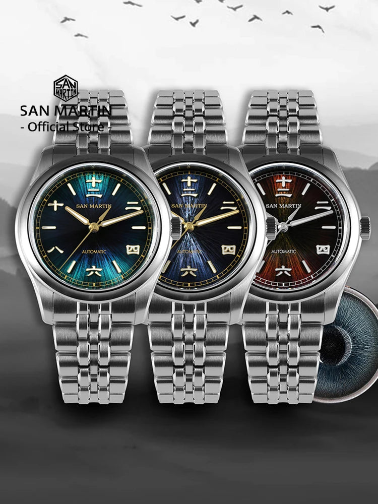 San Martin New 39mm Gada Watch Chinese Style Original Design Sunburst JianZhan Miyota 90S5 Men Dress Automatic Mechanical SN0144