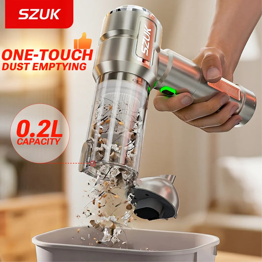 SZUK Cordless Car Vacuum & Blower – 20KPa Handheld Cleaner with HEPA Filter & LED Light