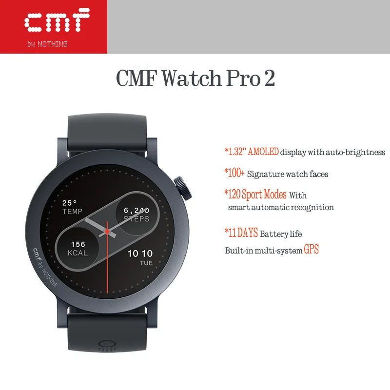 CMF by Nothing Watch Pro 2 — AMOLED Smartwatch with GPS & Bluetooth Calls
