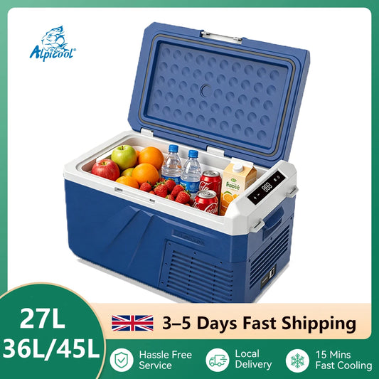 ALPICOOL Portable Car Fridge Freezer – 27L, 36L & 45L, 12V/24V DC & Mains