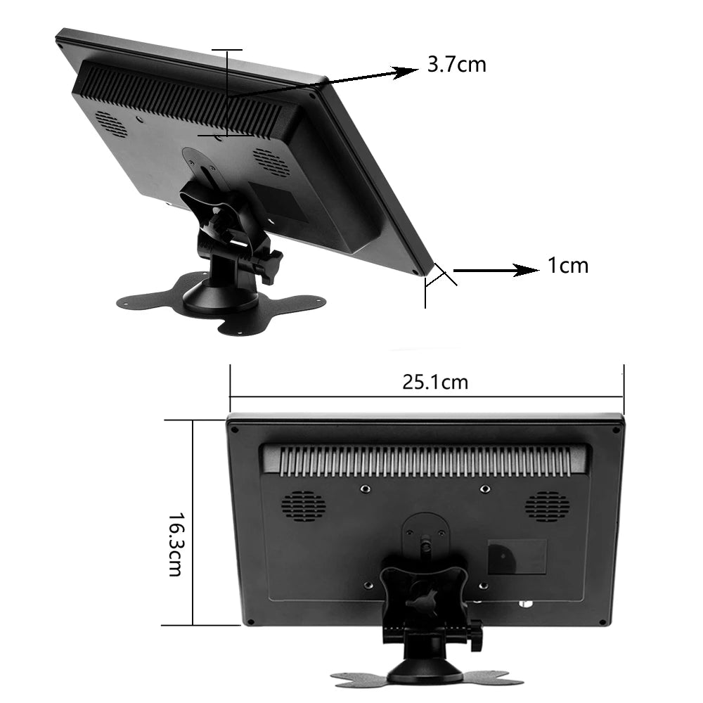 Podofo 10.1" LCD Monitor – HDMI, VGA, Car & Home Display