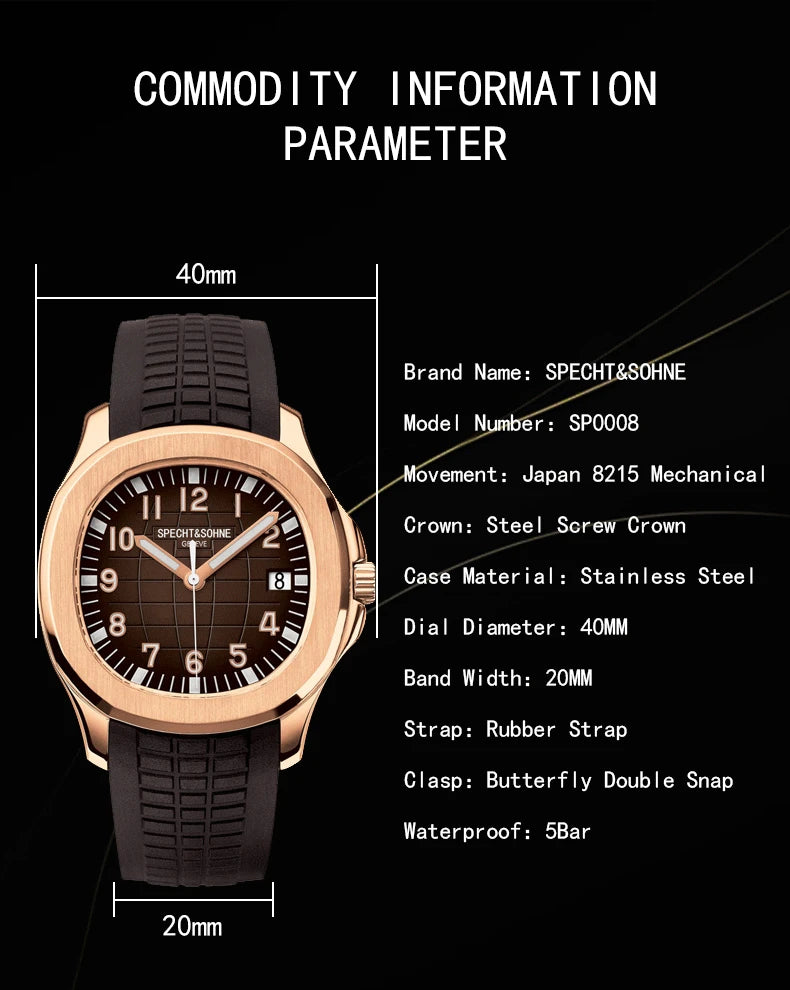 Specht & Söhne Automatic Sport Watch – Green Sapphire, 50M