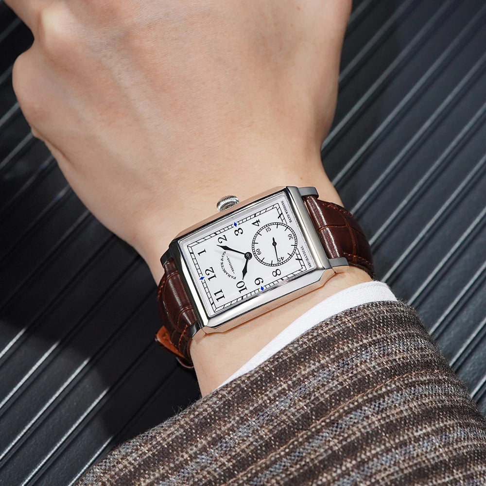 FARASUTE Retro Square Manual Mechanical Watch – Sapphire Crystal, Customised Movement
