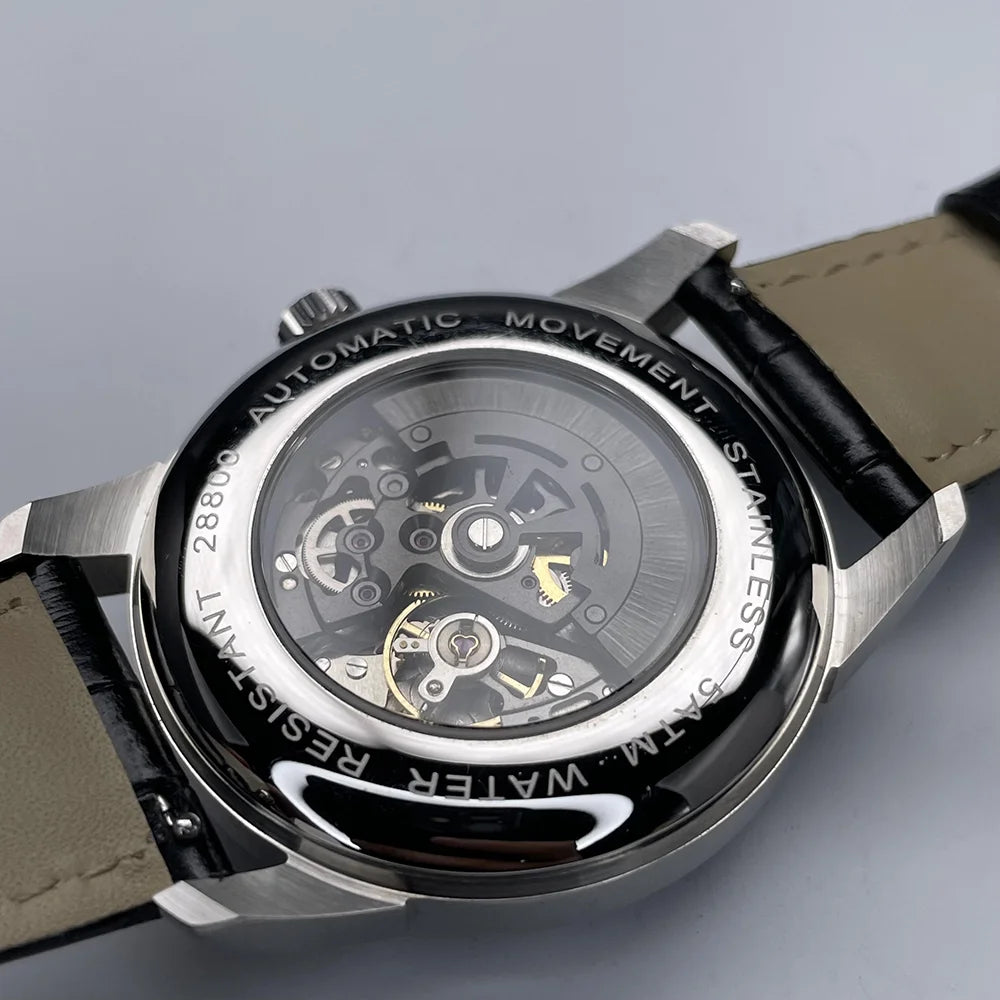 Gezfeel Skeleton Automatic Watch – 42mm, Stainless Steel, Leather Strap