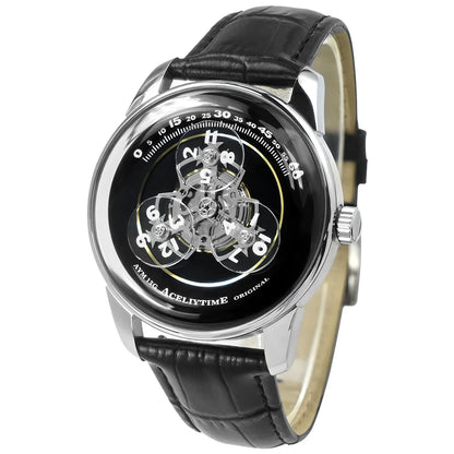 Gezfeel Skeleton Automatic Watch – 42mm, Stainless Steel, Leather Strap