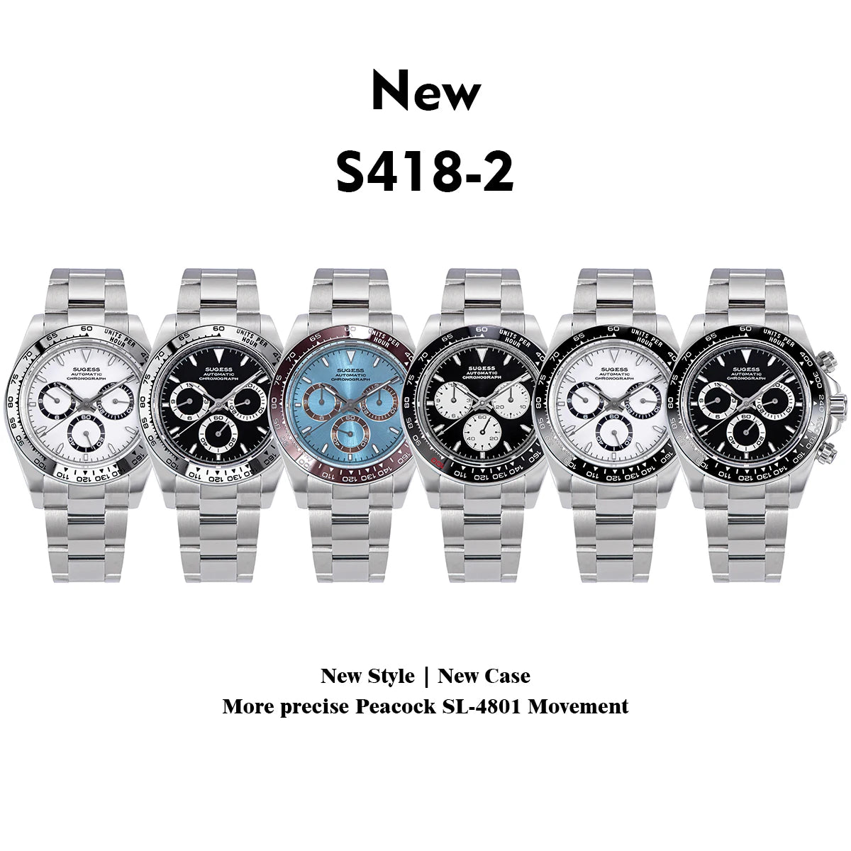 Sugess Panda Chronograph S418 – SL4801 Automatic, Ceramic Bezel, Sapphire