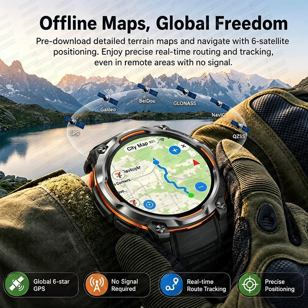 GPS Smart Watch – 1200mAh, IPX8, Bluetooth Call & Health Monitor