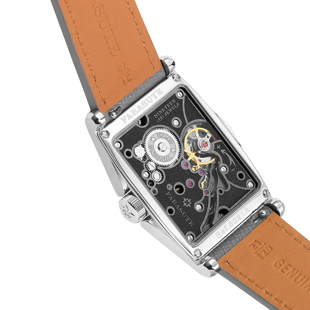 FARASUTE Creative Square Manual Mechanical Watch – Sapphire, Small Seconds