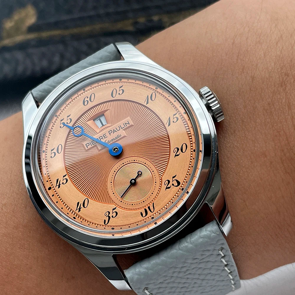 Pierre Paulin Jumping Hour Watch – Salmon Dial, ST17 Automatic, 38mm, Date