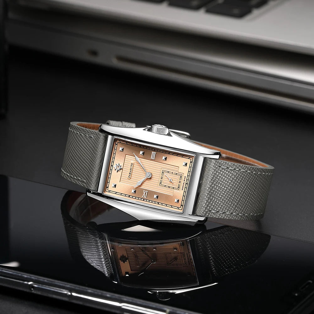 FARASUTE Creative Square Manual Mechanical Watch – Sapphire, Small Seconds