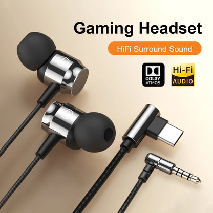 Wired Gaming Headset | HiFi Bass In-Ear Type-C & 3.5mm