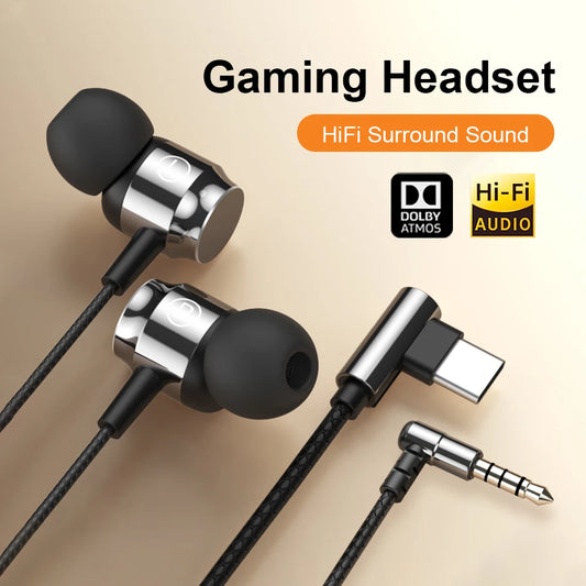 Wired Gaming Headset | HiFi Bass In-Ear Type-C & 3.5mm