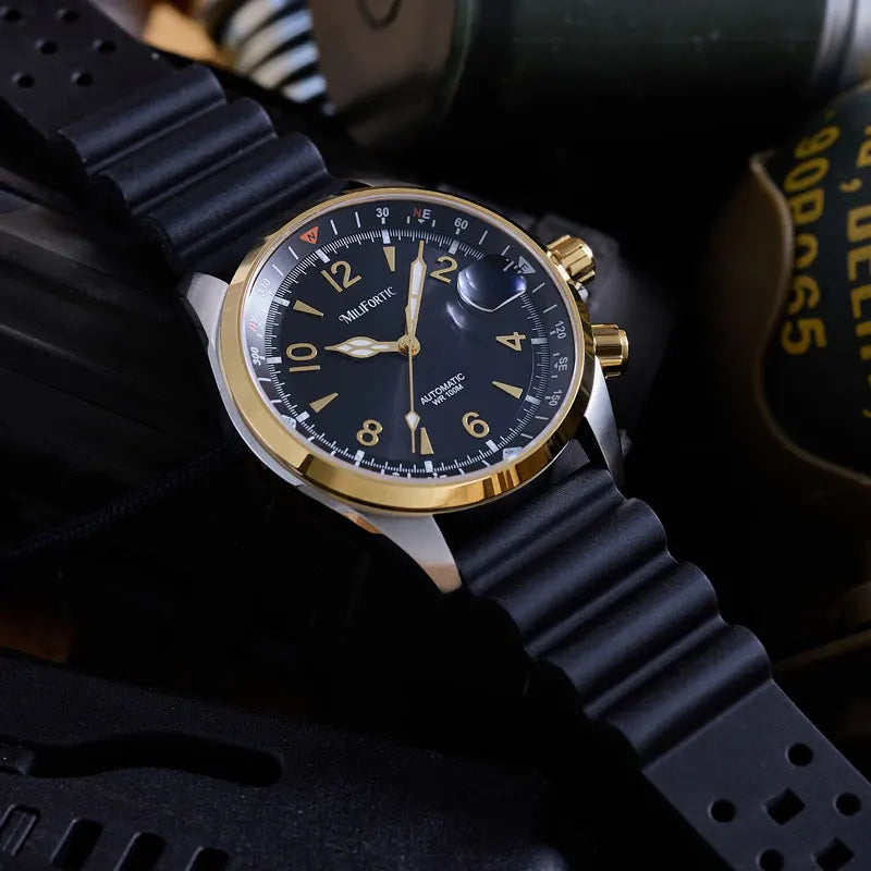 Milifortic S089 Alpinist Homage Sport Watch Men Inner Compass Bezel Rubber Strap ST2130Automatic Waterproof 39.5MM Watch for Men