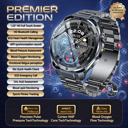 Nursing-Grade AI ECG Smart Watch | Sapphire Glass & Bluetooth