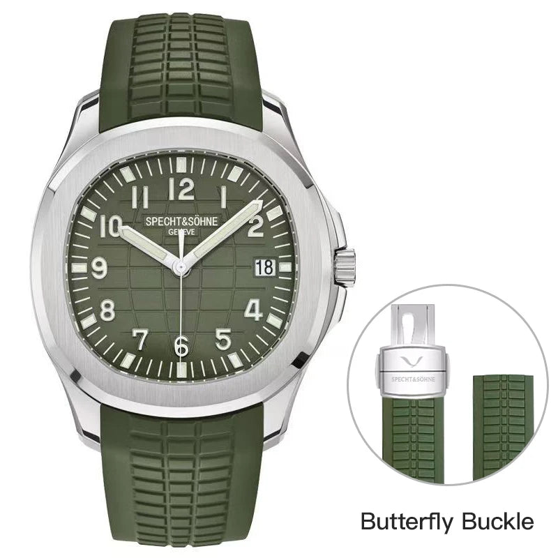 Specht&Sohne Brand Automatic Mechanical Watches Sports Wristwatches Green Sapphire Luminous 50M Waterproof  Relogio Masculino