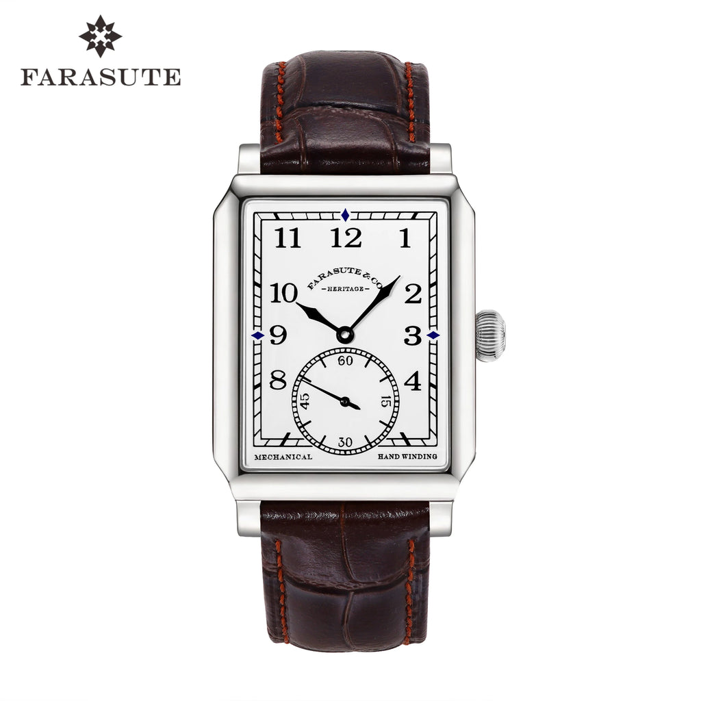FARASUTE Retro Square Manual Mechanical Watch – Sapphire Crystal, Customised Movement
