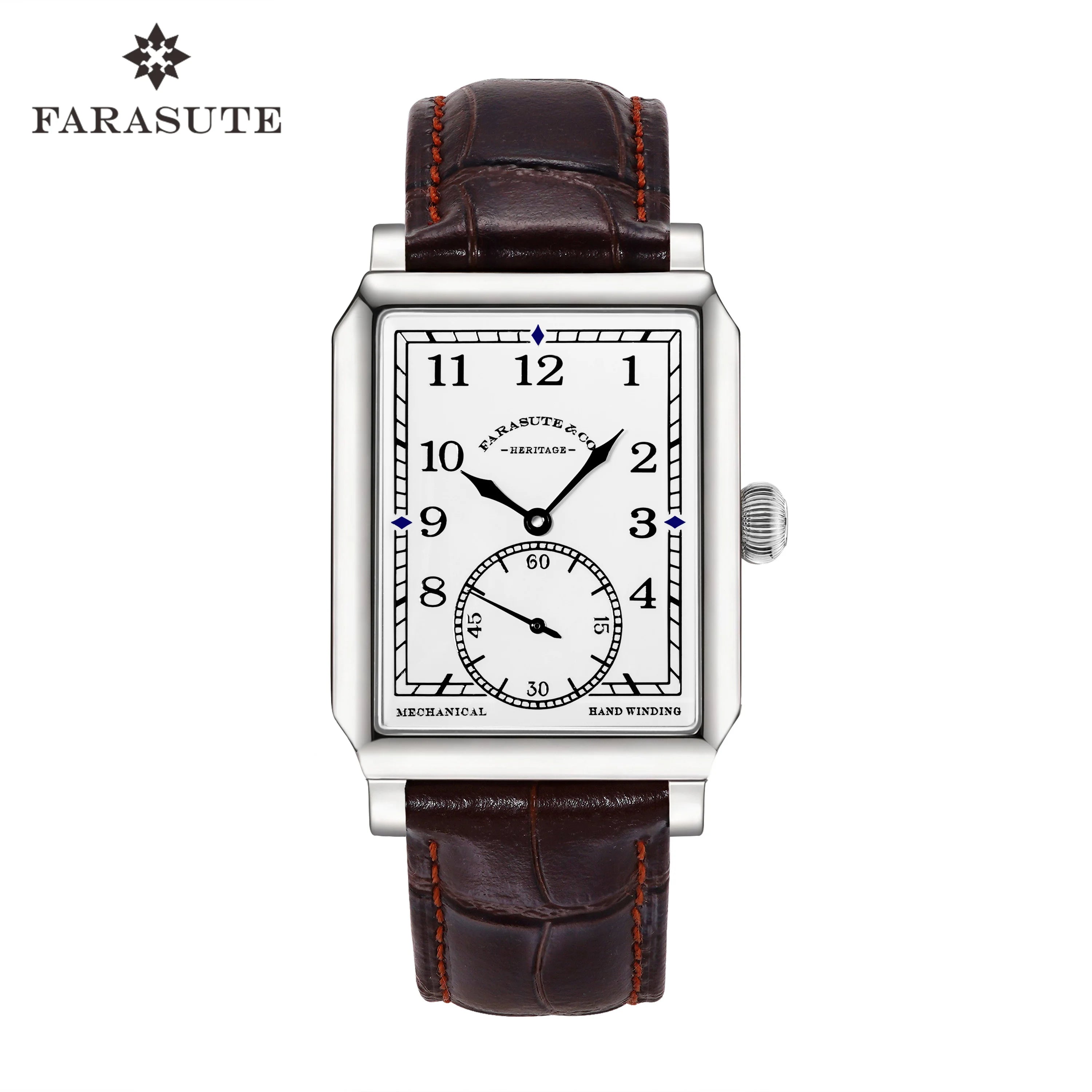 FARASUTE Retro Square Manual Mechanical Watch – Sapphire Crystal, Customised Movement