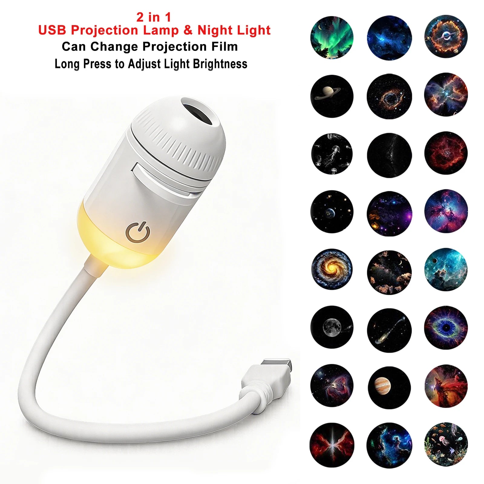 GizmoLaxy Galaxy Star Projector – USB Night Light for Car, Bedroom & Tent