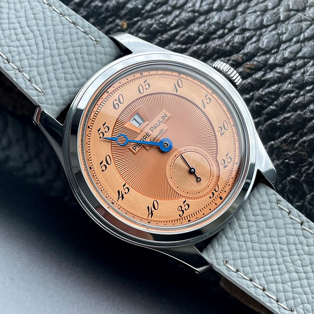 Pierre Paulin Jumping Hour Watch – Salmon Dial, ST17 Automatic, 38mm, Date