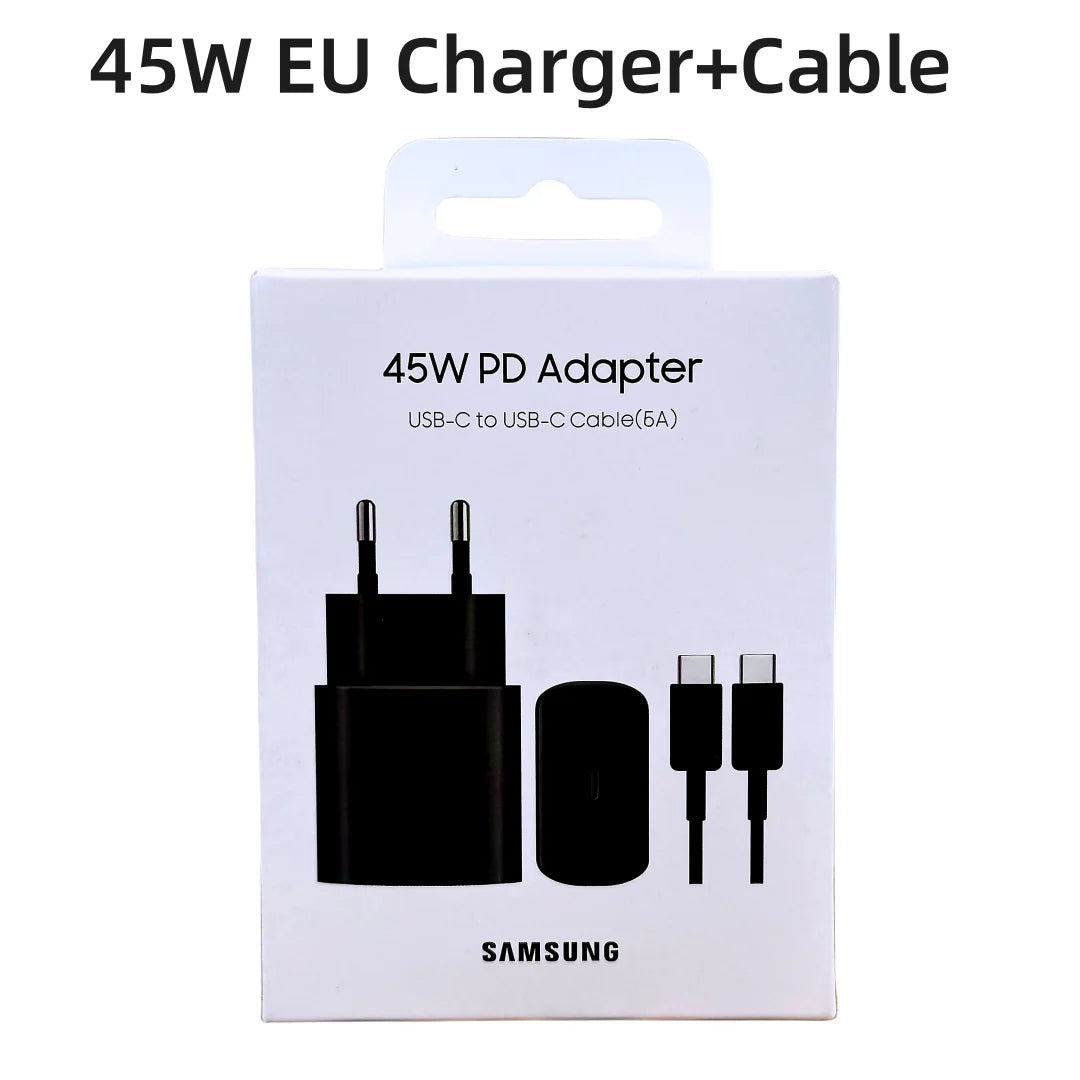 Original Samsung Charger 45W Super Fast Charge EU CERTIFIED Adapter For Galaxy Z Fold 5 4 3 Flip 5 4 3 S23 S24 Ultra S20 S22 S21