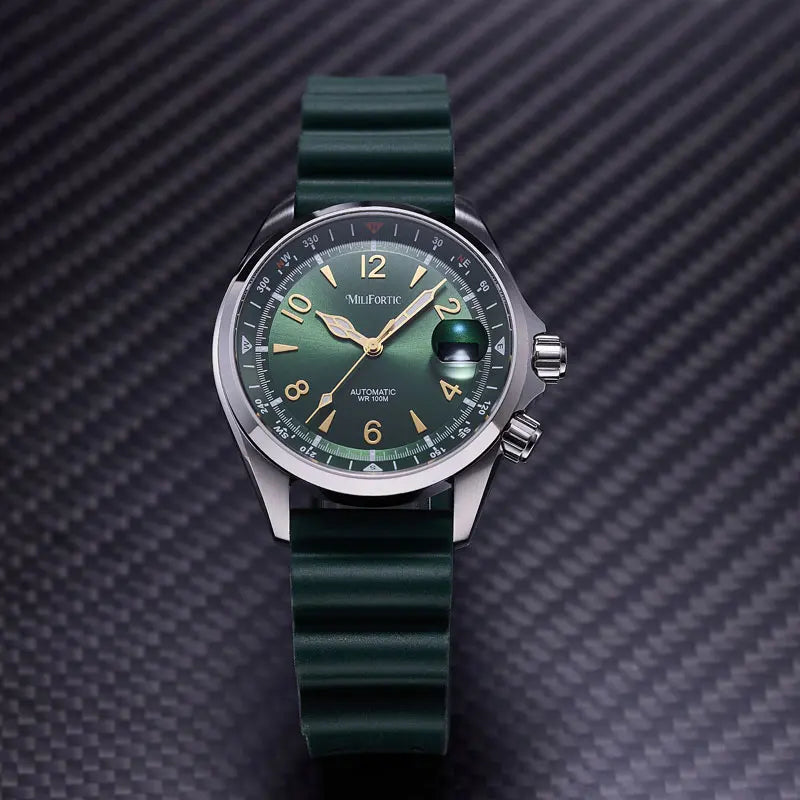 Milifortic S089 Alpinist Homage Sport Watch Men Inner Compass Bezel Rubber Strap ST2130Automatic Waterproof 39.5MM Watch for Men