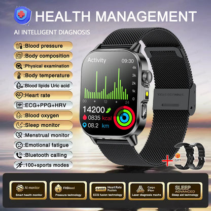 2026 ECG Smart Watch | Blood Oxygen, BP & Lipids Monitor