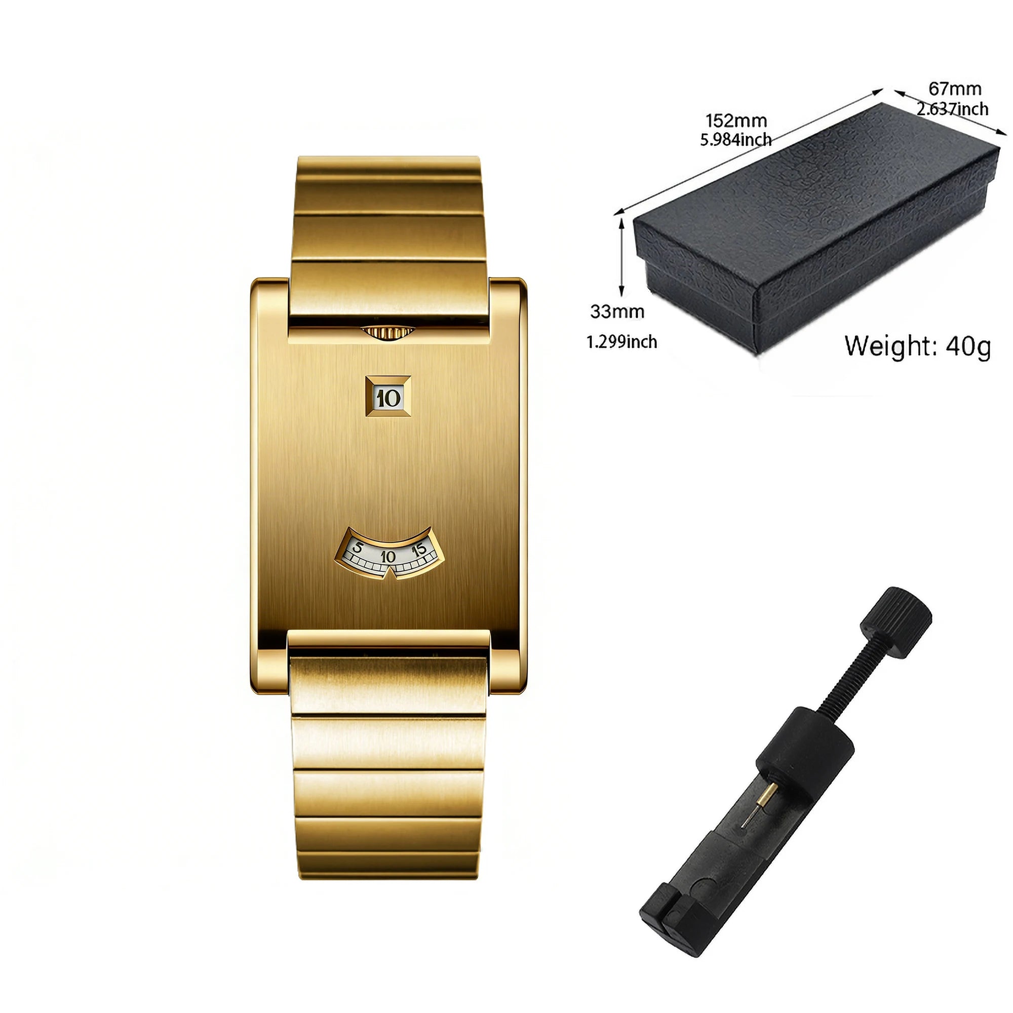 Men's Stainless Steel Square Watch Unique Jump Hour Digital Wristwatch Fashion Bracelet Quartz Watch Reloj Hombre