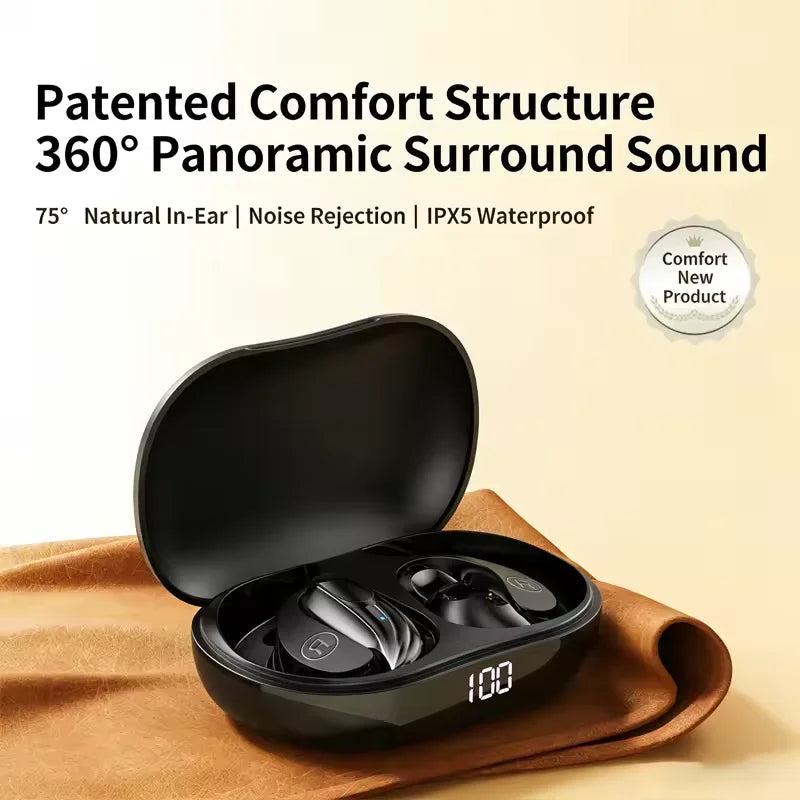Wireless Earhook Earbuds – BT 5.3, LED Display, Deep Bass