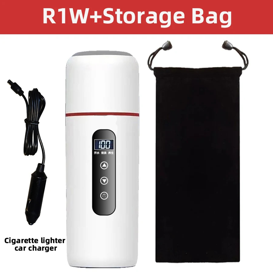 Portable Car Kettle 500ml – 12V/24V Heated Travel Mug, Adjustable Temperature