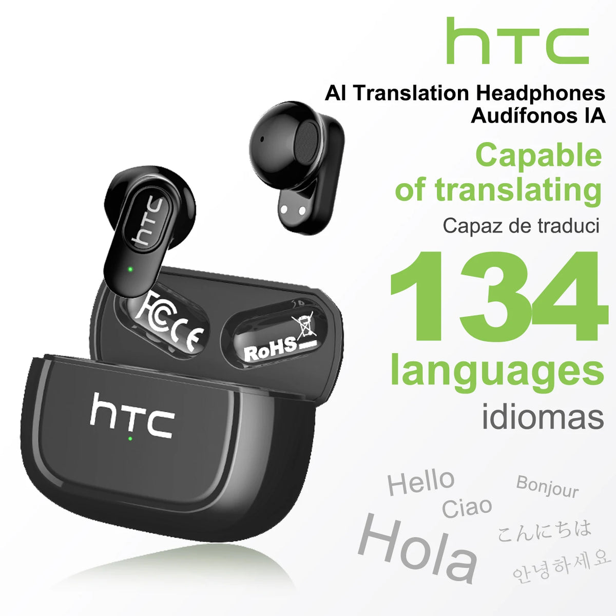 HTC NE51 AI Translator Earbuds – Break Language Barriers Instantly