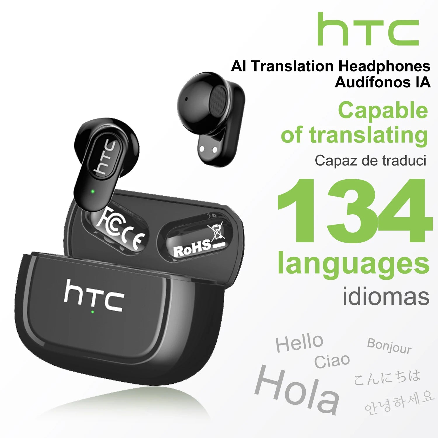 HTC NE51 – AI Translator TWS Earbuds, Ultralight