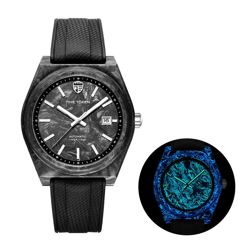 Carbon Fibre Luminous 40mm Automatic Watch Luxury 100m Waterproof Diver Watches Automatic Men Watch Japan Miyota 8215 Movement