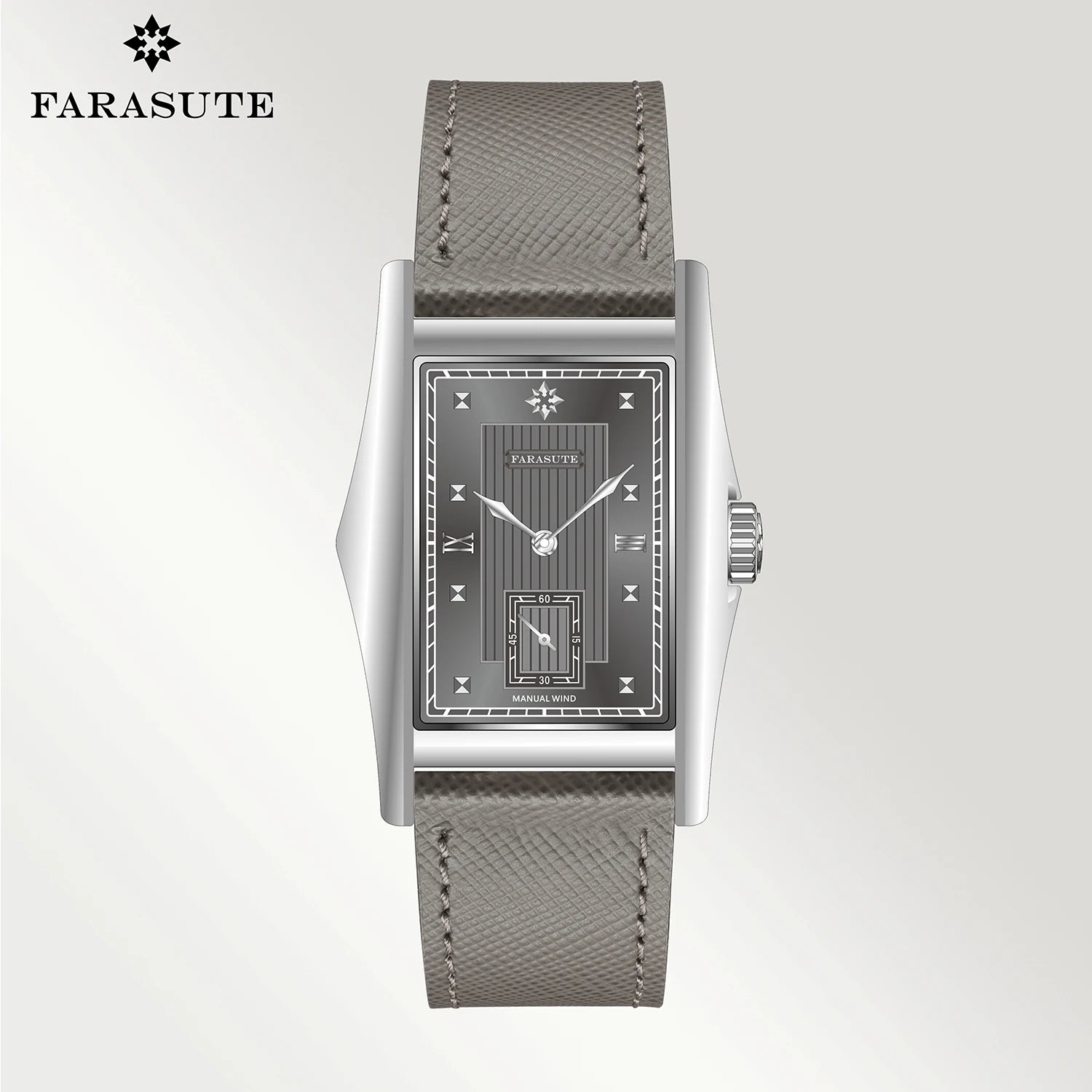 FARASUTE Creative Square Manual Mechanical Watch – Sapphire, Small Seconds
