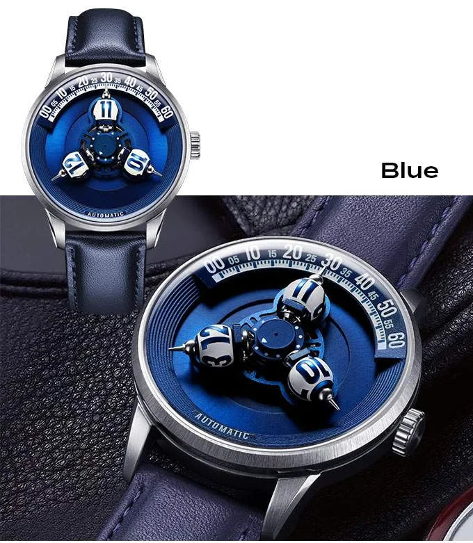 Vortichron 41mm Automatic Watch – Miyota 8215, Spherical Star-Pattern Dial, Sapphire, 50M