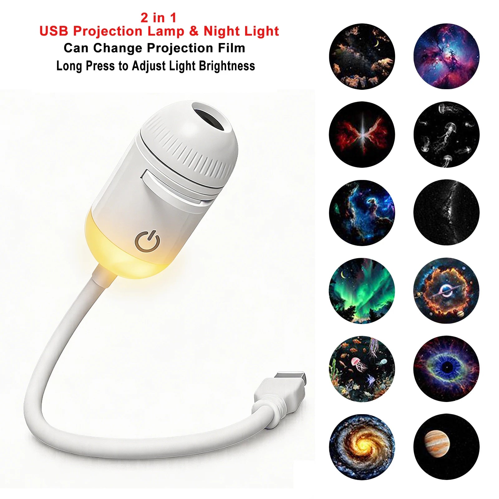 GizmoLaxy Galaxy Star Projector – USB Night Light for Car, Bedroom & Tent