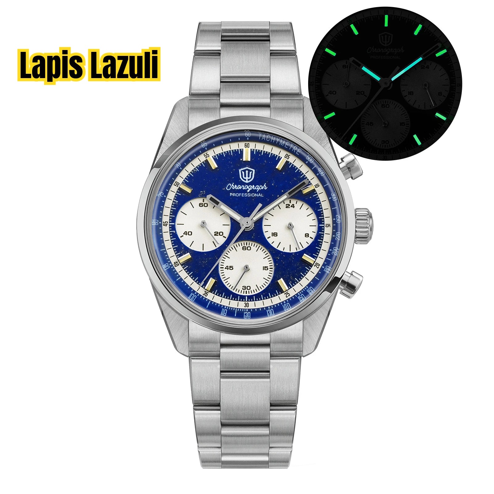 Watchdives WD0526 VK63 Mecha Quartz Chronograph Watch 38.5mm Sapphire Crystal 100M Waterproof Stainless Steel Men Watch