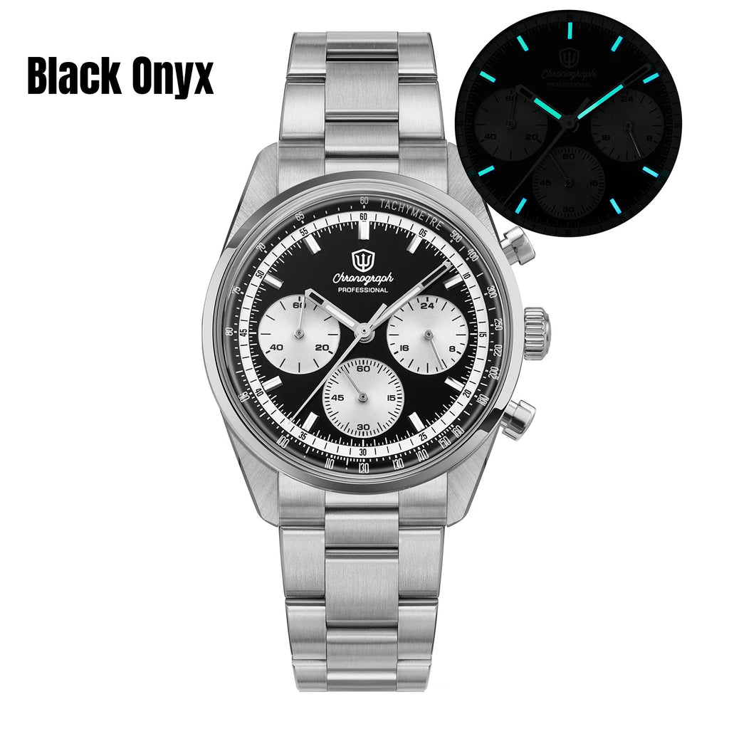 Watchdives WD0526 VK63 Mecha Quartz Chronograph Watch 38.5mm Sapphire Crystal 100M Waterproof Stainless Steel Men Watch