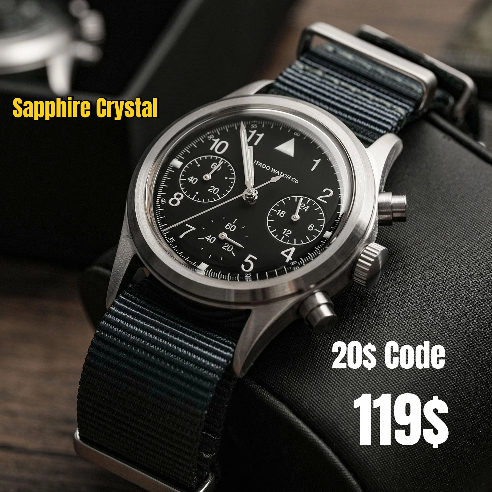 Militado ML26 Chronograph Watch – VK63 Quartz, 36.5mm, 100M, Screw-Down Crown