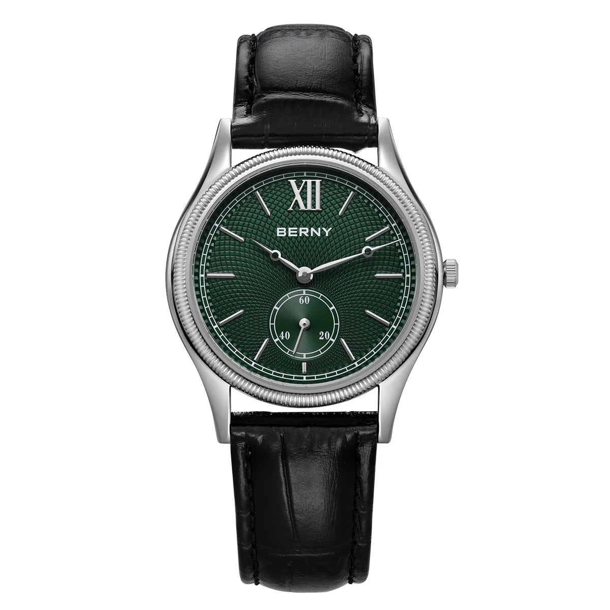 BERNY Men's Watches Slim Luxury Classic Stylish Dress Quartz Watch Fashion Elegance Leather Band Wristwatch