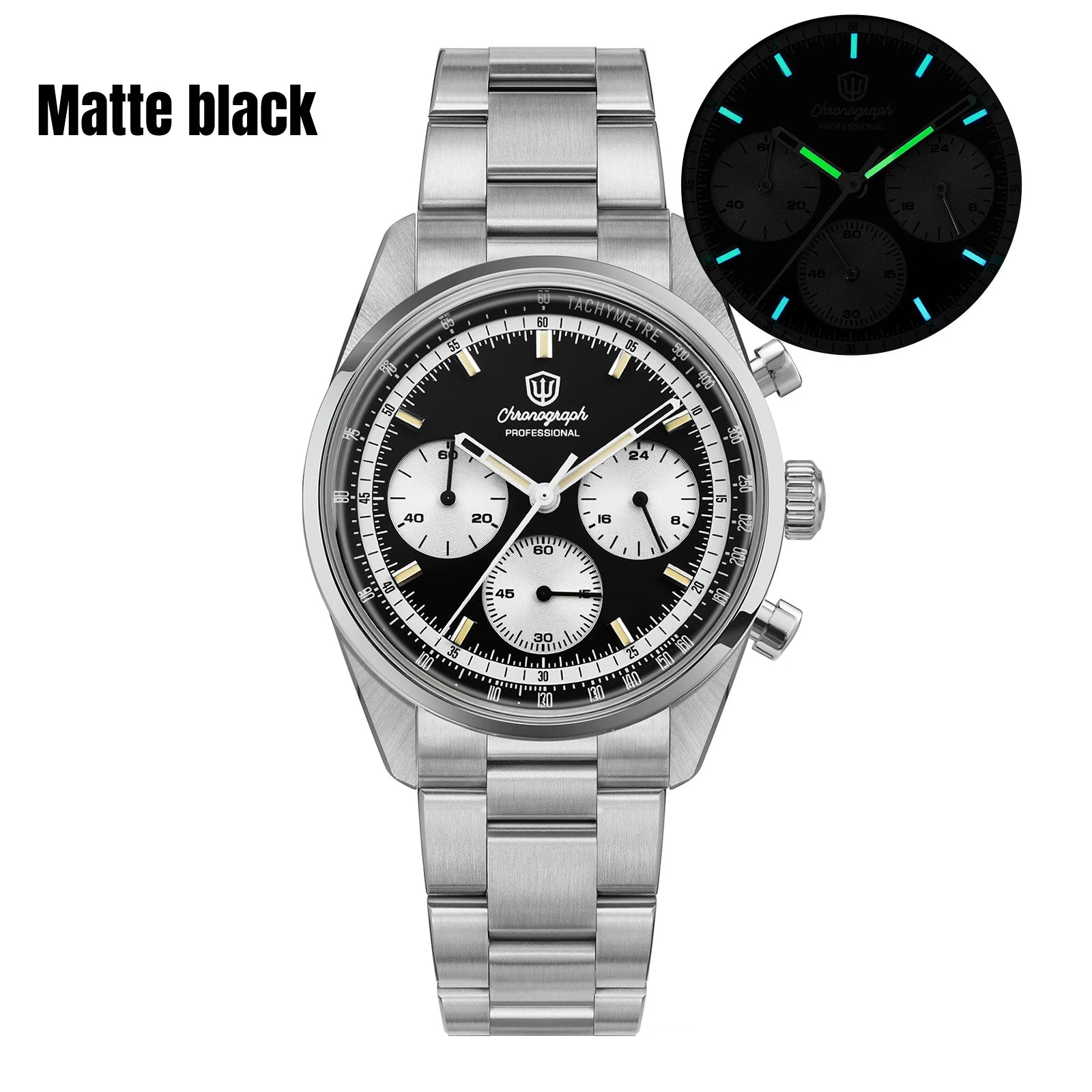 Watchdives WD0526 VK63 Mecha Quartz Chronograph Watch 38.5mm Sapphire Crystal 100M Waterproof Stainless Steel Men Watch