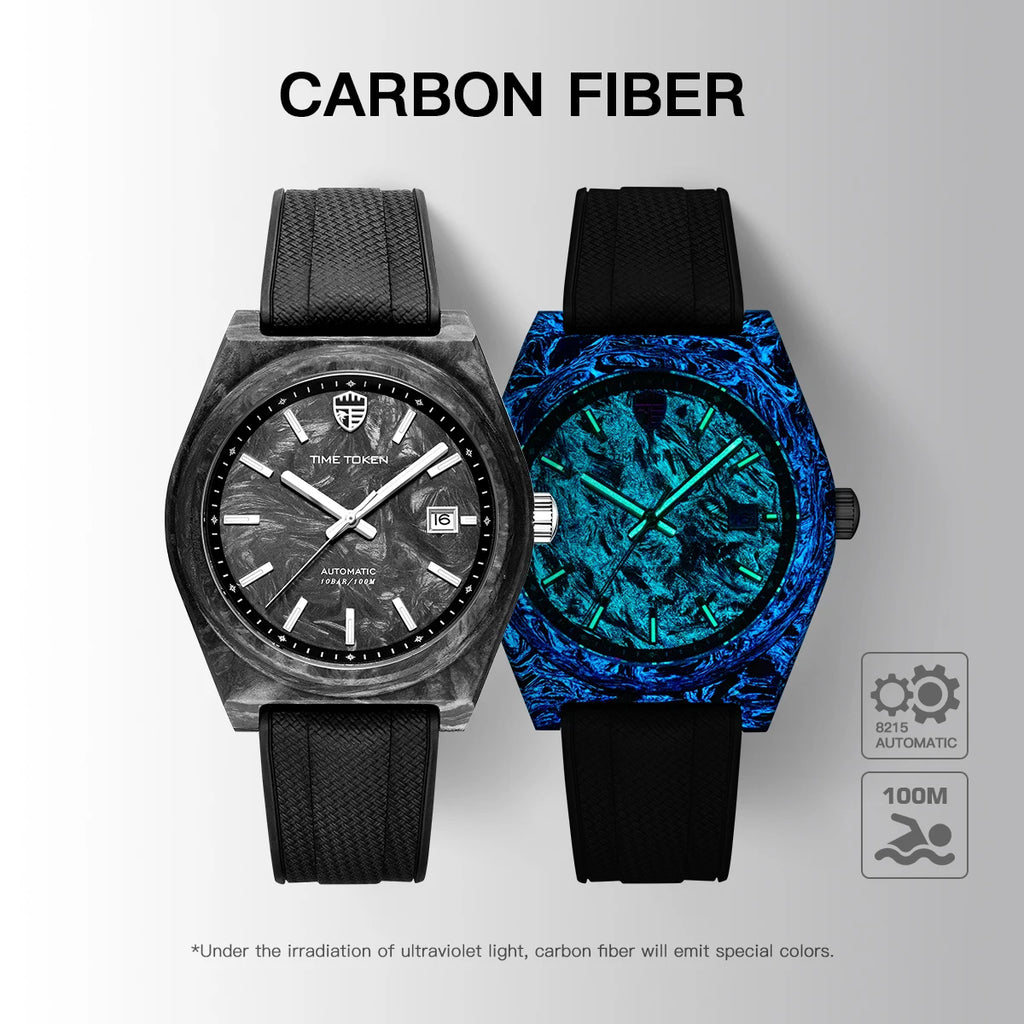 Carbon Fibre Luminous 40mm Automatic Watch Luxury 100m Waterproof Diver Watches Automatic Men Watch Japan Miyota 8215 Movement