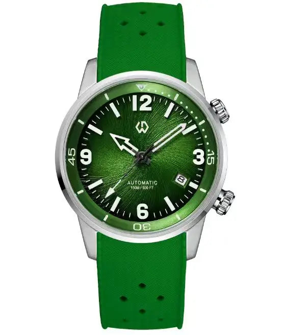 WISHDOIT 2026 Double Crown Auto Mechanical Watch, Radioactive Texture Dial Rotating Inner Shadow Bezel 150M Waterproof